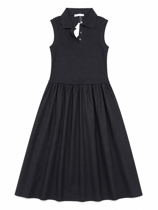 Mango Dresses & Skirts - MANGO Polo Collar Mixed Maxi Dress Womens Black Sleeveless A Line NWT